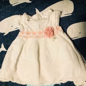 Mayoral White & Pink Baby Girl Lace Flower Dress